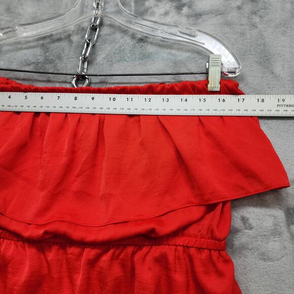 NEW BCBGMAXAZARIA Dress Womens M Red Berry Malia Strapless Ruffle Elastic Waist - Picture 9 of 12